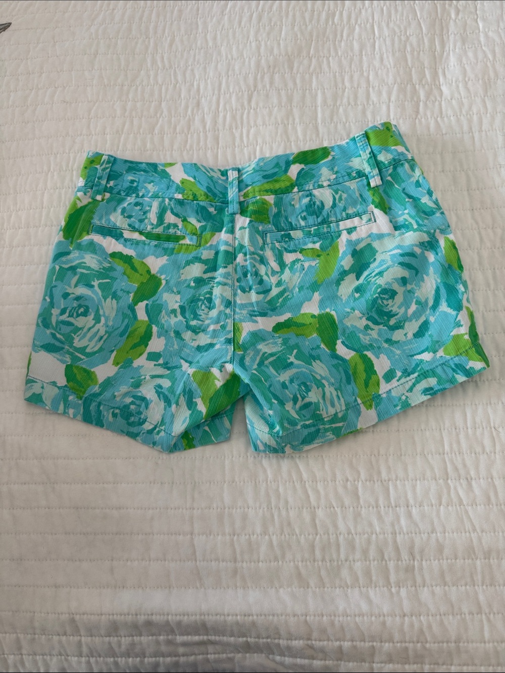 Lilly Pulitzer Aqua and Lime Floral High-Waist Shorts - Picture 4 of 4